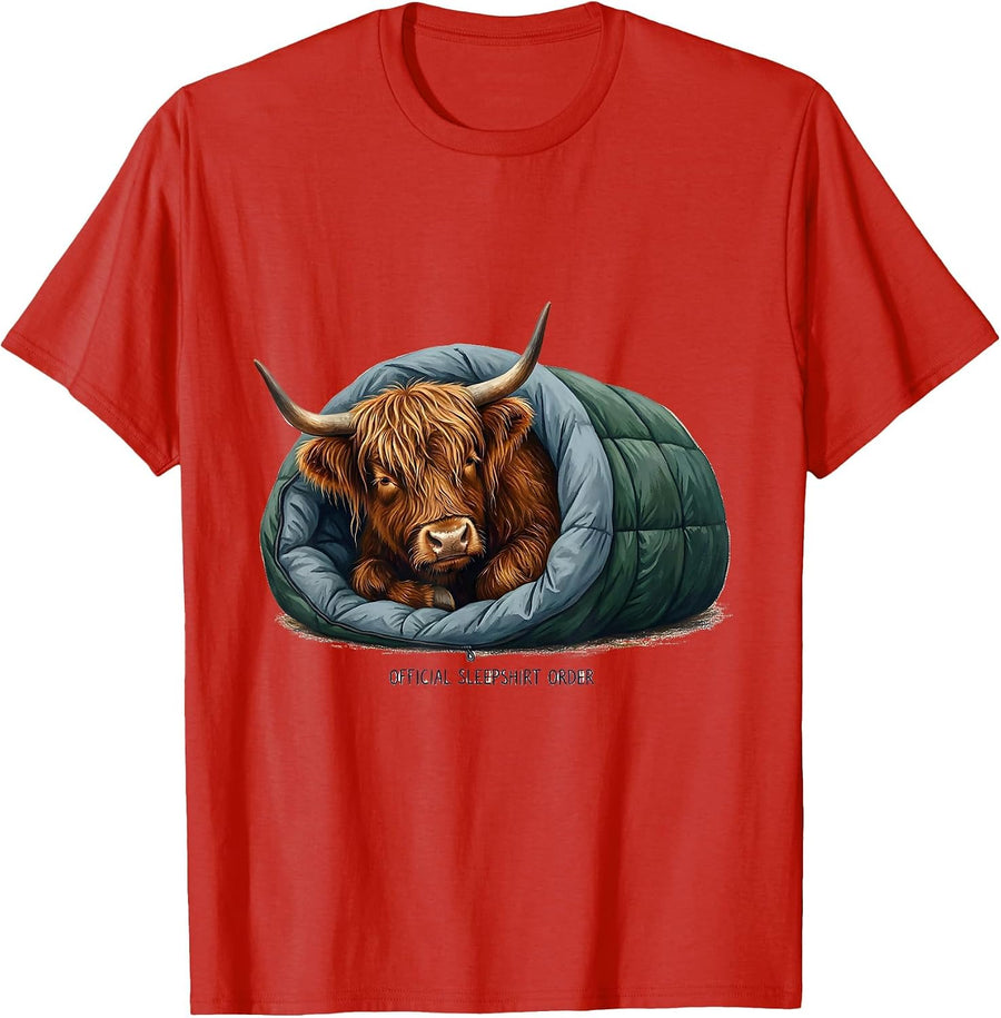 Men's Official Sleepshirt Order Storybook Highland Cow Cozy T-Shirt - Red