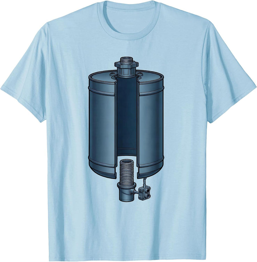 Men's Exploded Hot Water Heater Funny Plumber Pipefitter Gift T-Shirt - Baby Blue