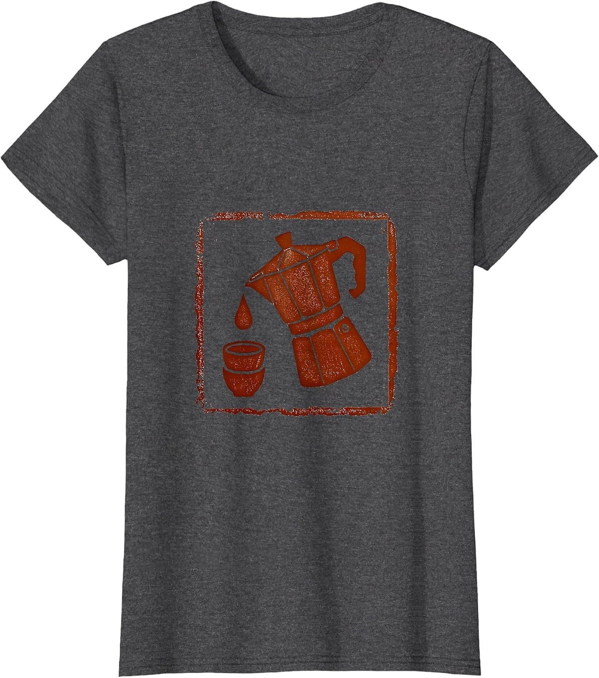 Women's Stamped Coffee Percolator Rubber Stamp Vintage Gift T-Shirt - Dark Heather Grey