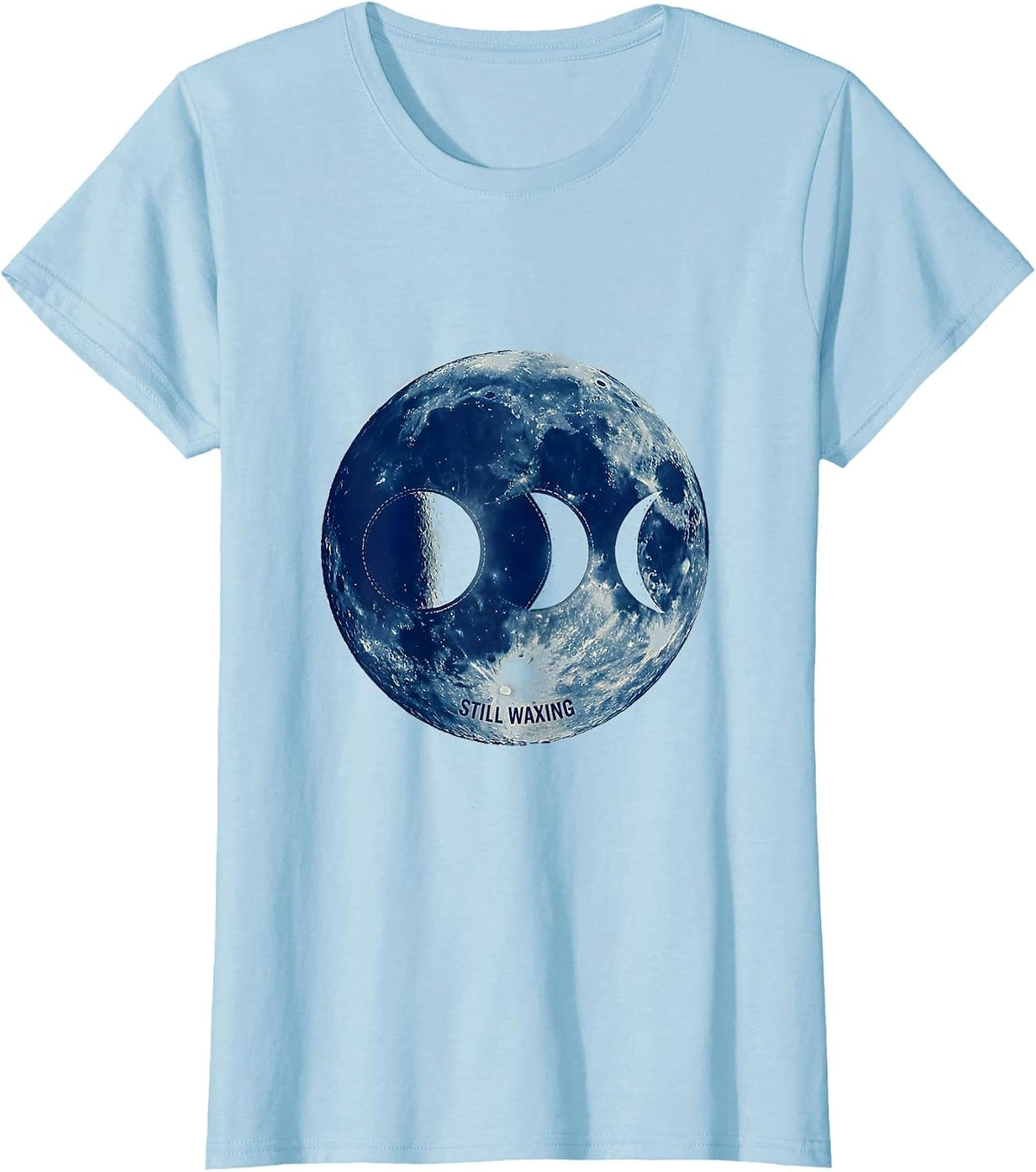 Still Waxing Cyanotype Lunar Phase Astronomy Astrology T-Shirt - Baby Blue