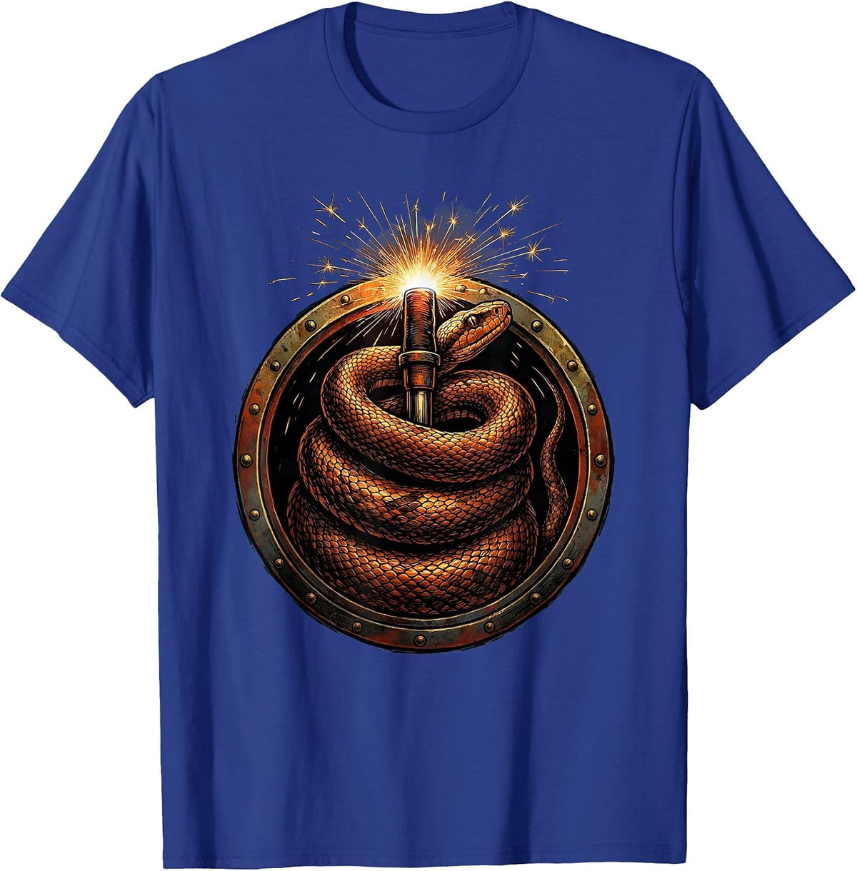 Men's Serpent Torch Welder Graphic Design T-Shirt - Royal Blue