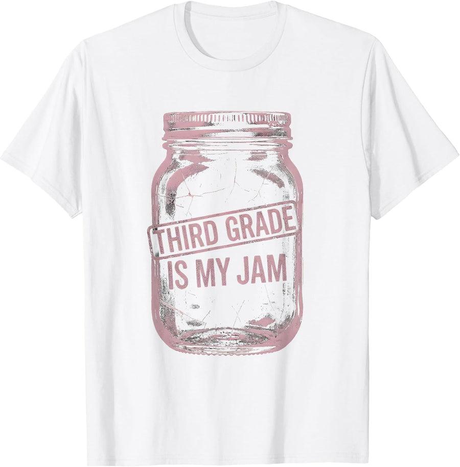 Men's Third Grade Is My Jam Teacher Design T-Shirt - White
