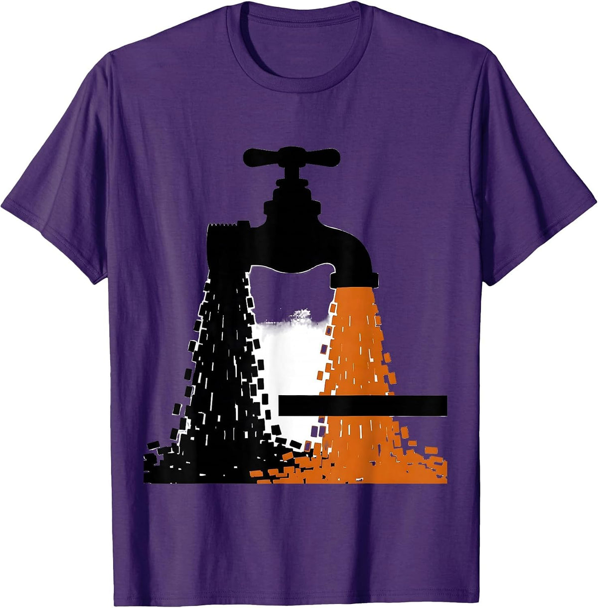 Faucet Pouring Binary Code Digital Art Design T-Shirt - Purple
