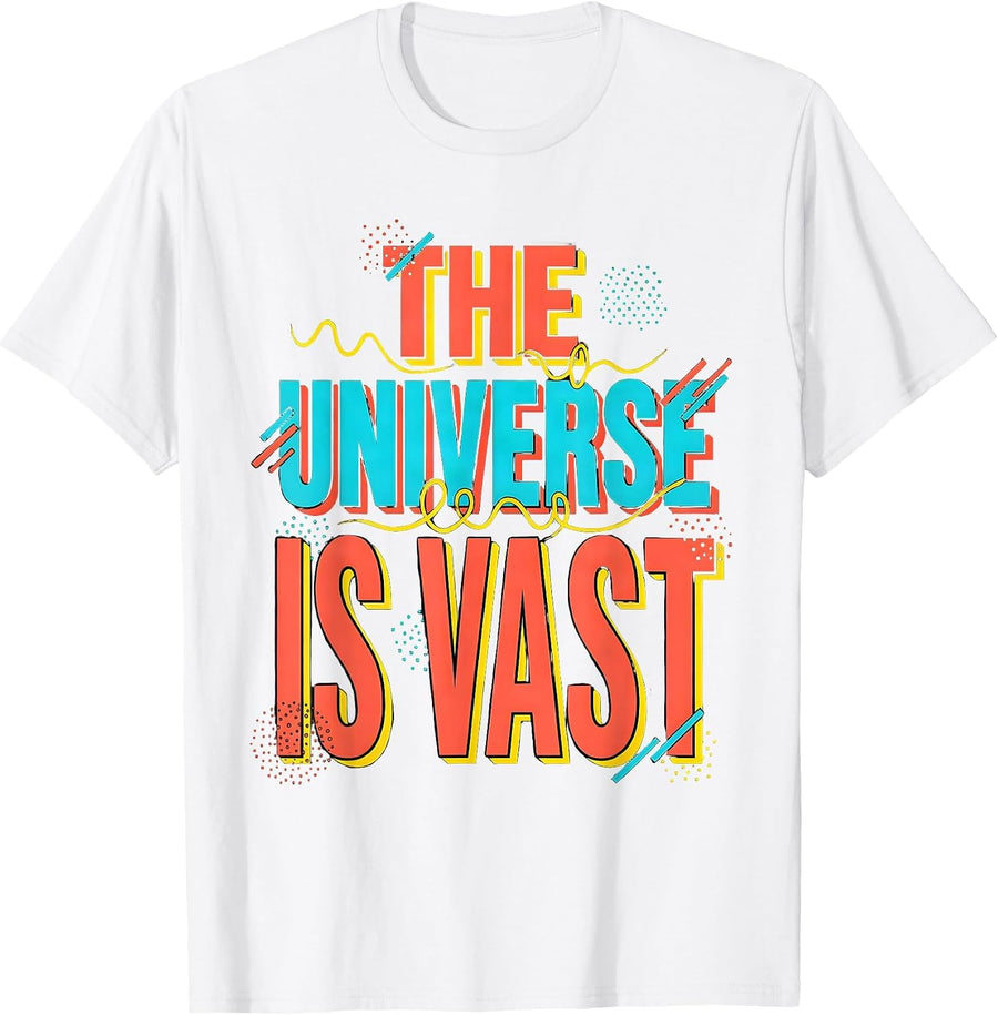 Men's The Universe Is Vast Cosmic Space Design T-Shirt - White