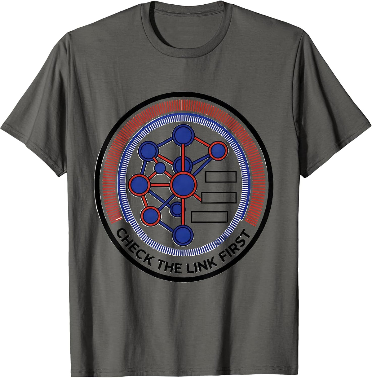 Check The Link First Bauhaus Modernist IT Support Programmer T-Shirt - Asphalt Grey