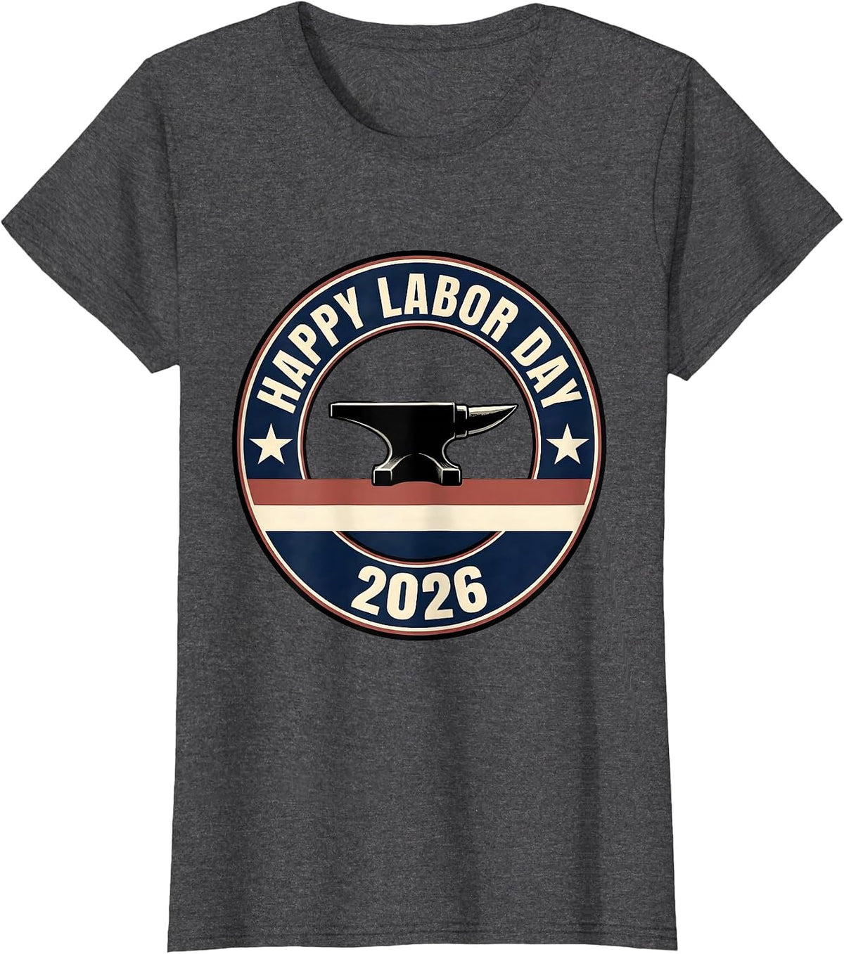 Women's Happy Labor Day 2026 Patriotic Union Worker Pride T-Shirt - Dark Heather Grey