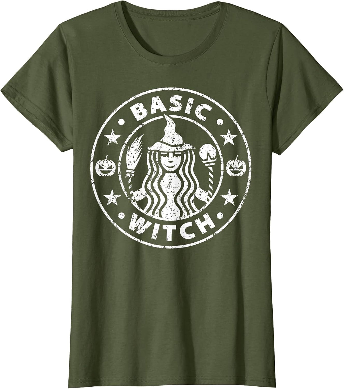 Basic Witch T-Shirt - Olive Green