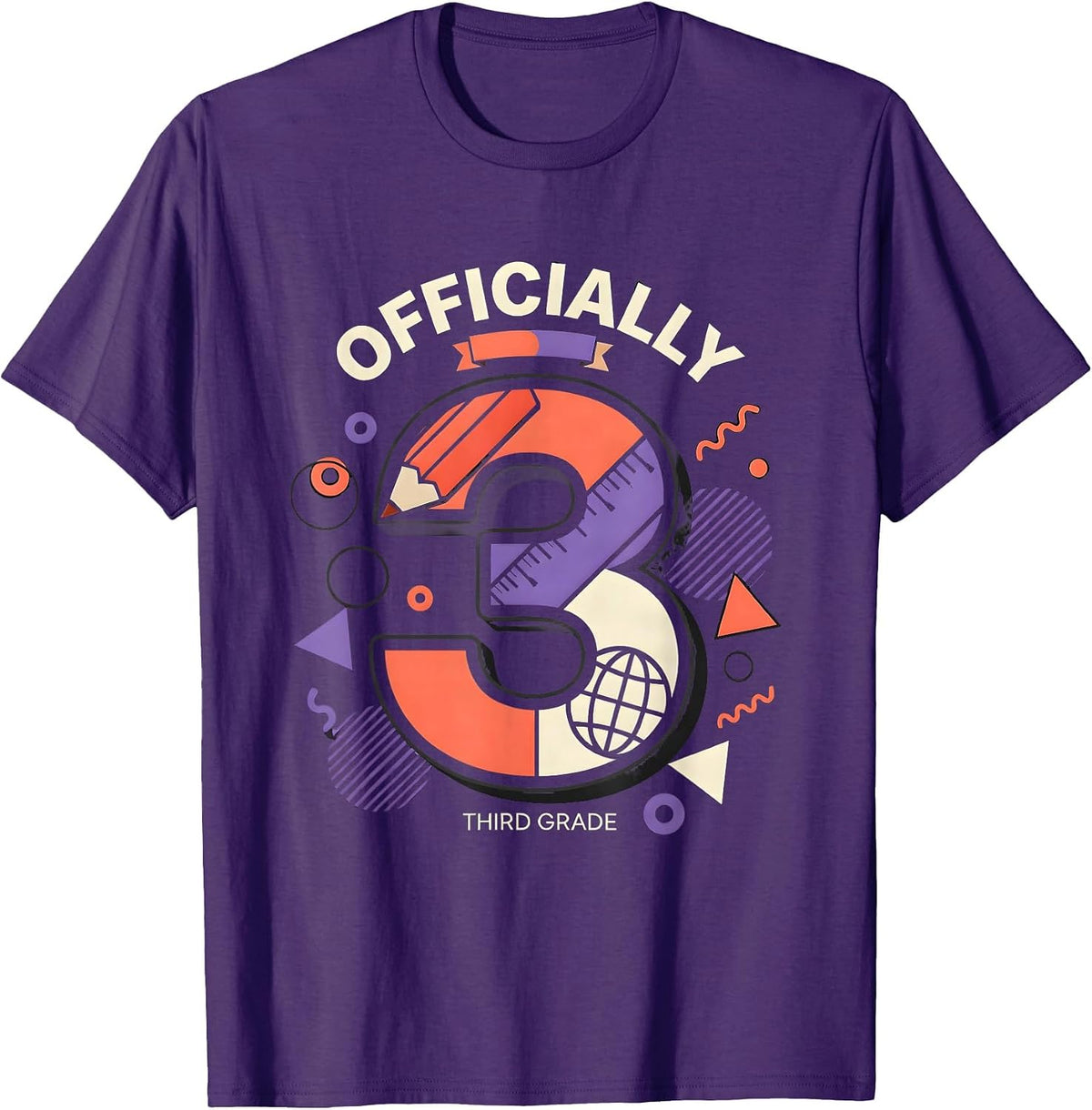 Officially Third Grade Memphis Postmodern Teacher Back To T-Shirt - Purple