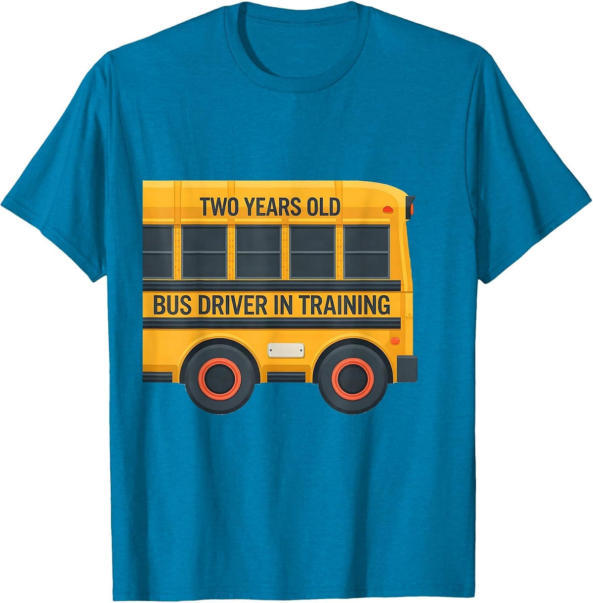 Two Years Old, Bus Driver In Training Funny School Bus T-Shirt - Sapphire Blue
