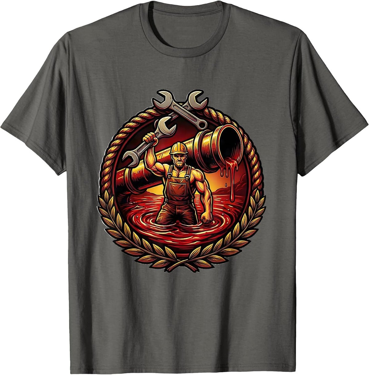 Bloody Plumber Problem Solved Graphic Design T-Shirt - Asphalt Grey