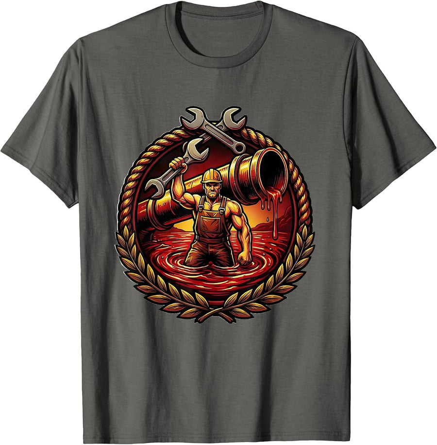 Bloody Plumber Problem Solved Graphic Design T-Shirt - Asphalt Grey