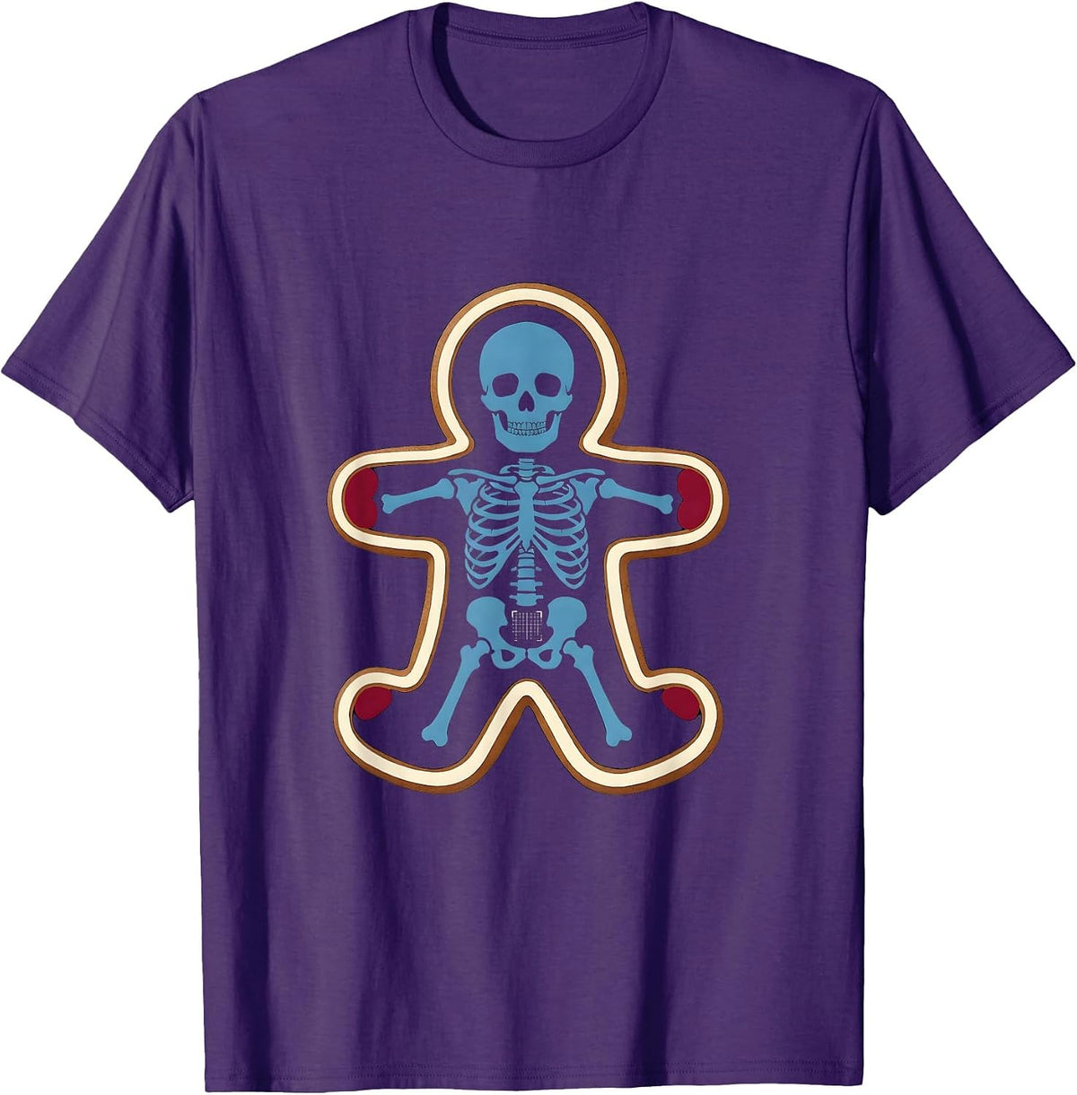 Men's Gingerbread Skeleton Radiology Tech Christmas Humor T-Shirt - Purple