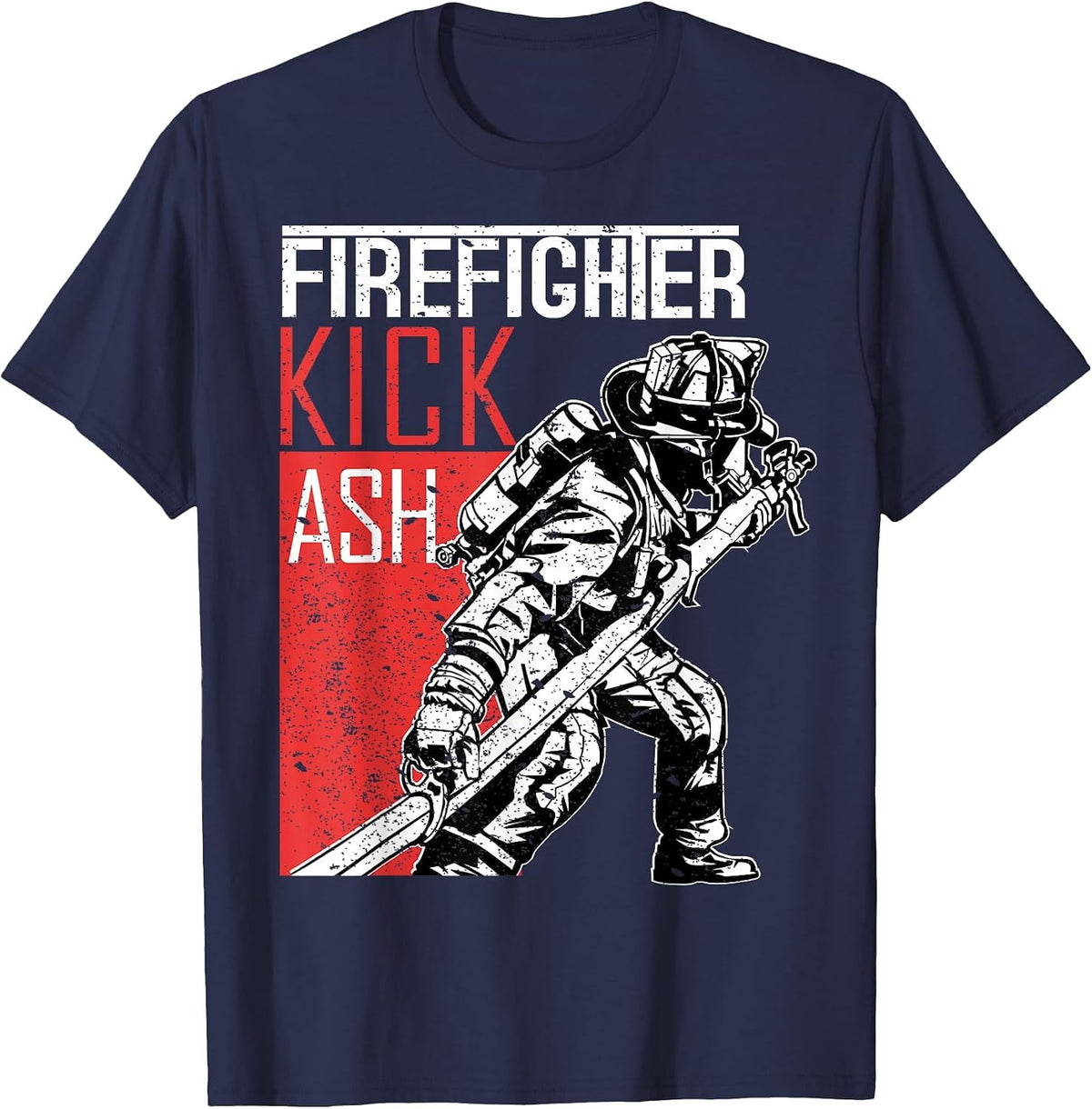 Firefighter Kick Ash Fireman T-Shirt - Navy Blue