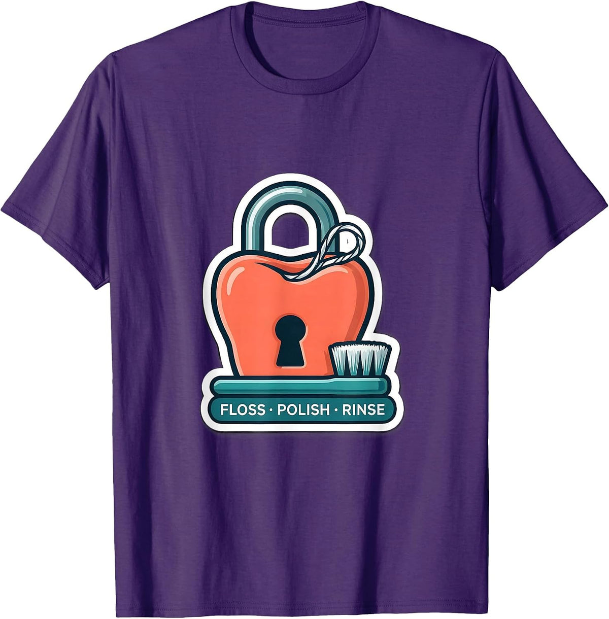 Floss Polish Rinse Funny Dental Hygienist Humor T-Shirt - Purple