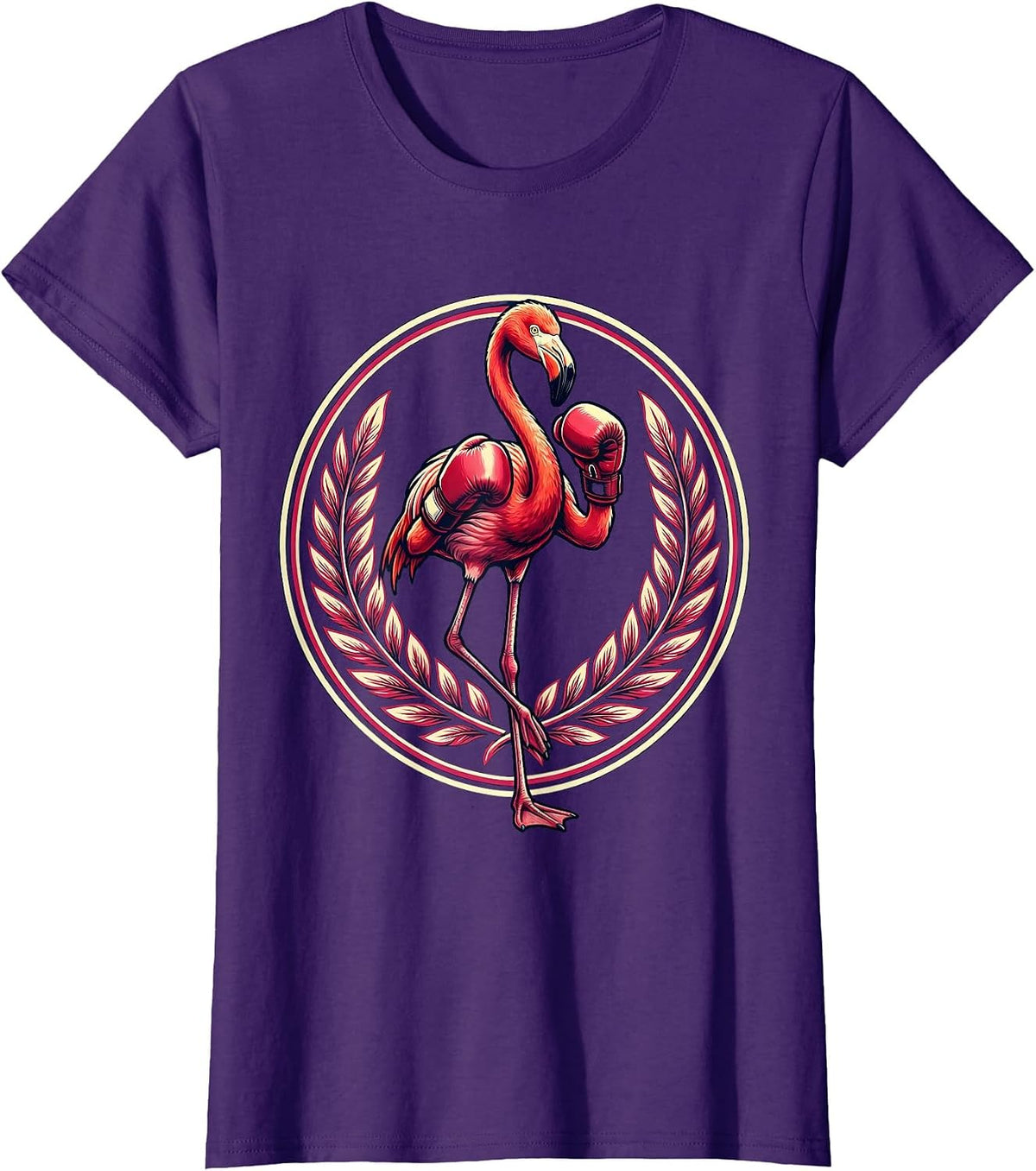 Women's Flamingo Boxing Gloves Novelty Graphic T-Shirt - Purple
