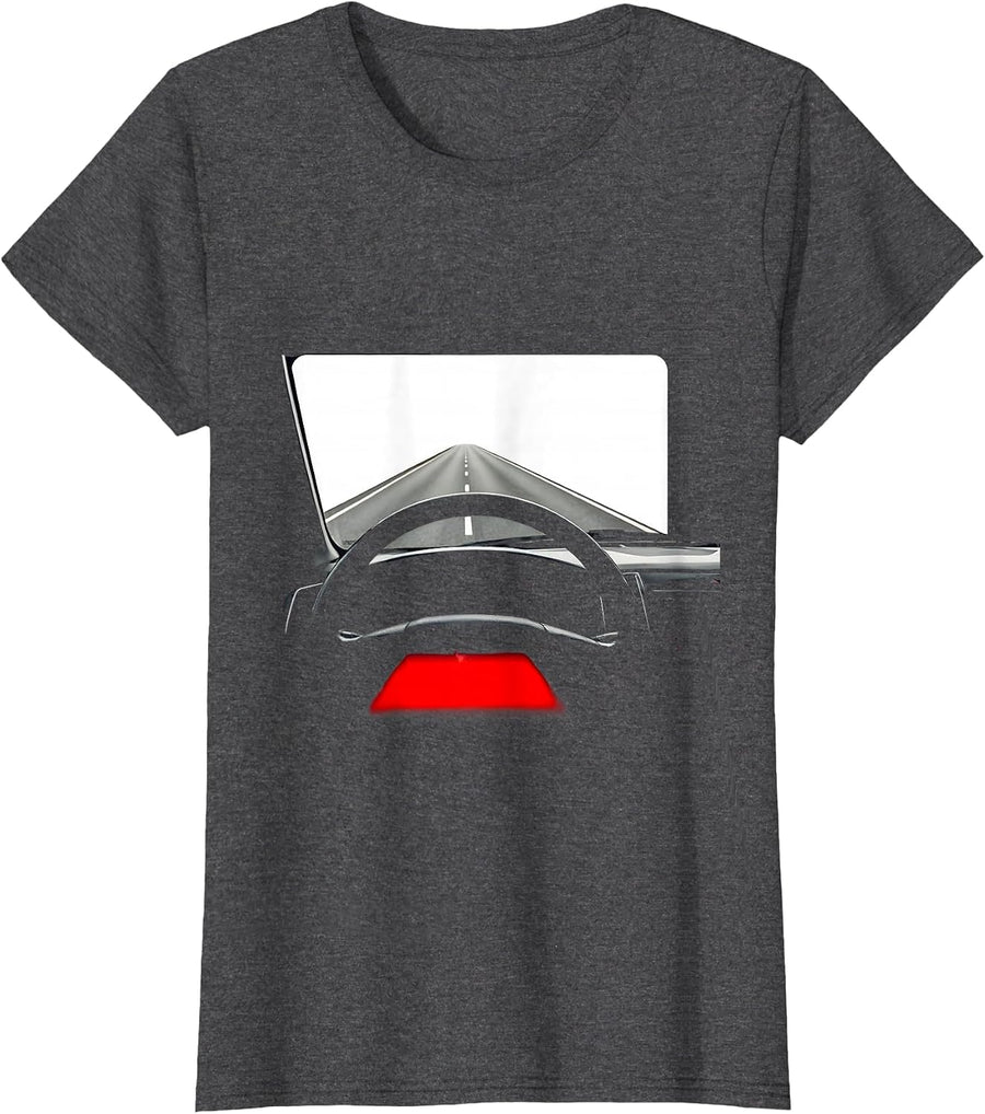 Women's EMT Ambulance Night Drive Graphic Tee T-Shirt - Dark Heather Grey