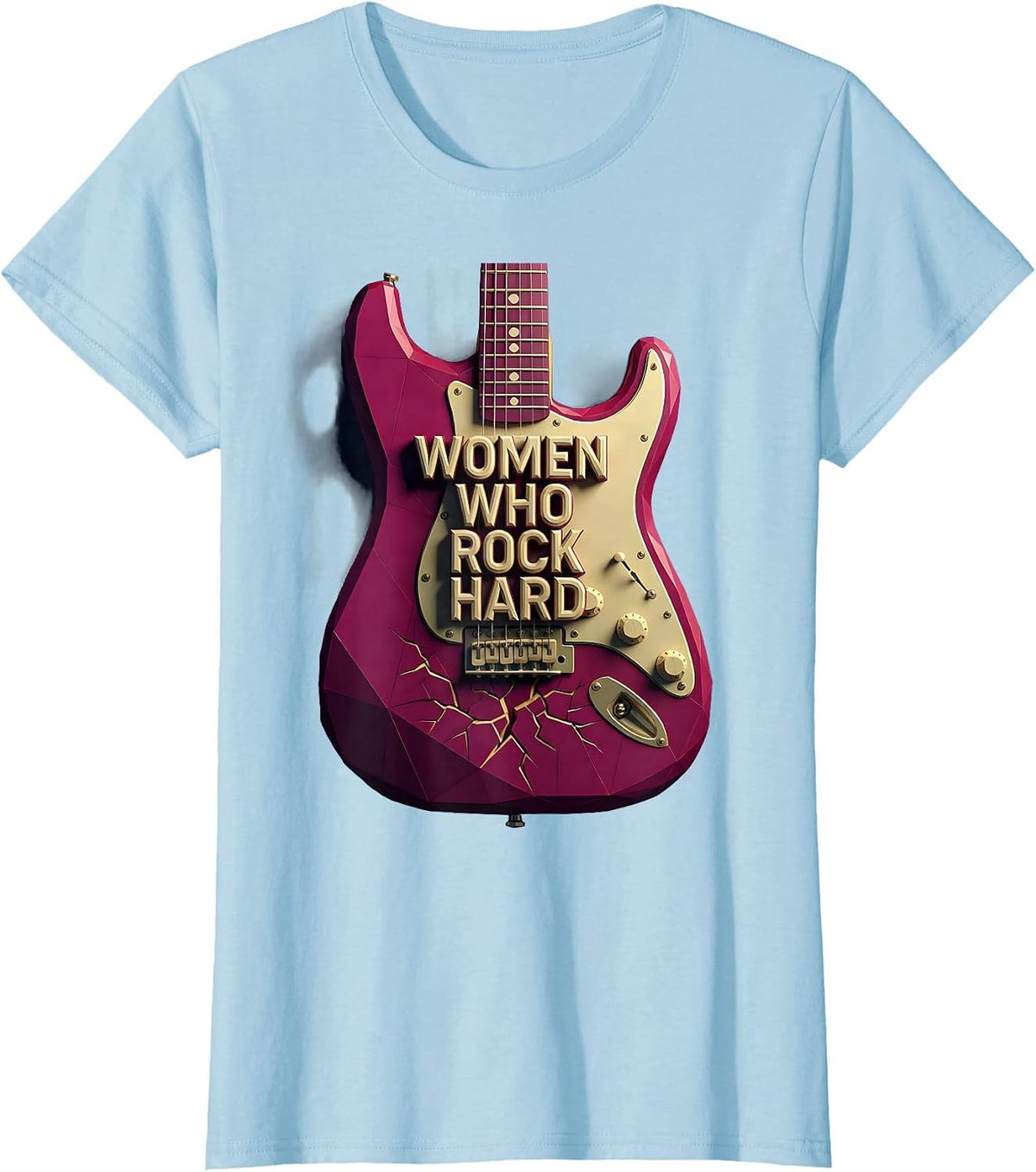 Women Who Rock Hard Band Music Graphic Design T-Shirt - Baby Blue