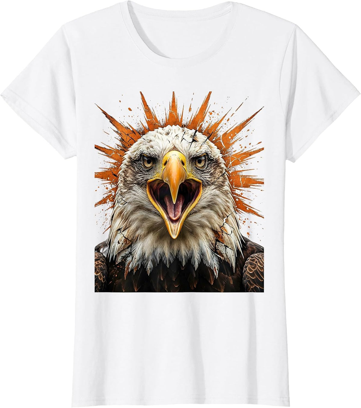 Dramatic Bald Eagle Screaming at Sunrise T-Shirt - White