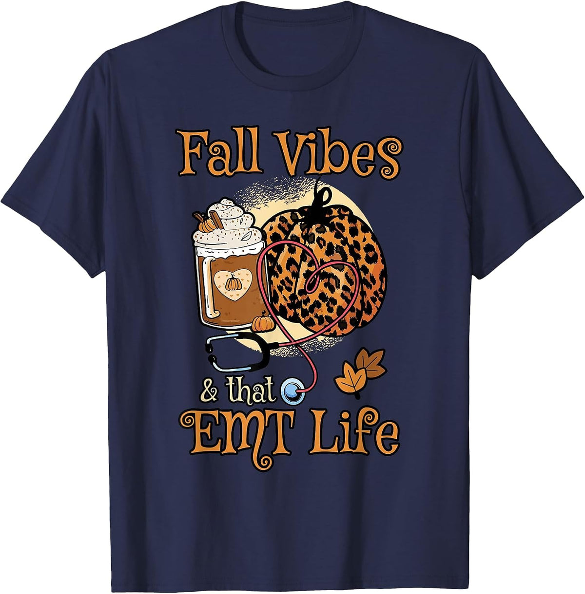 Fall Vibes that EMT Life Paramedic Costume Thin White Line T-Shirt - Navy Blue