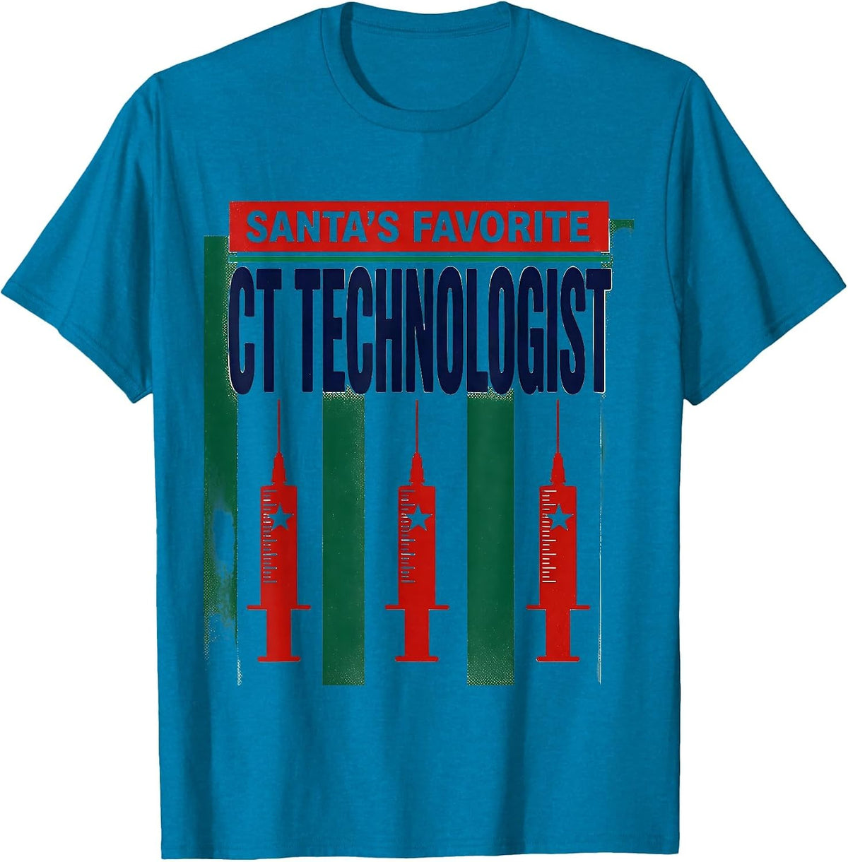 Santa's Favorite CT Technologist Funny Radiology Tech T-Shirt - Sapphire Blue