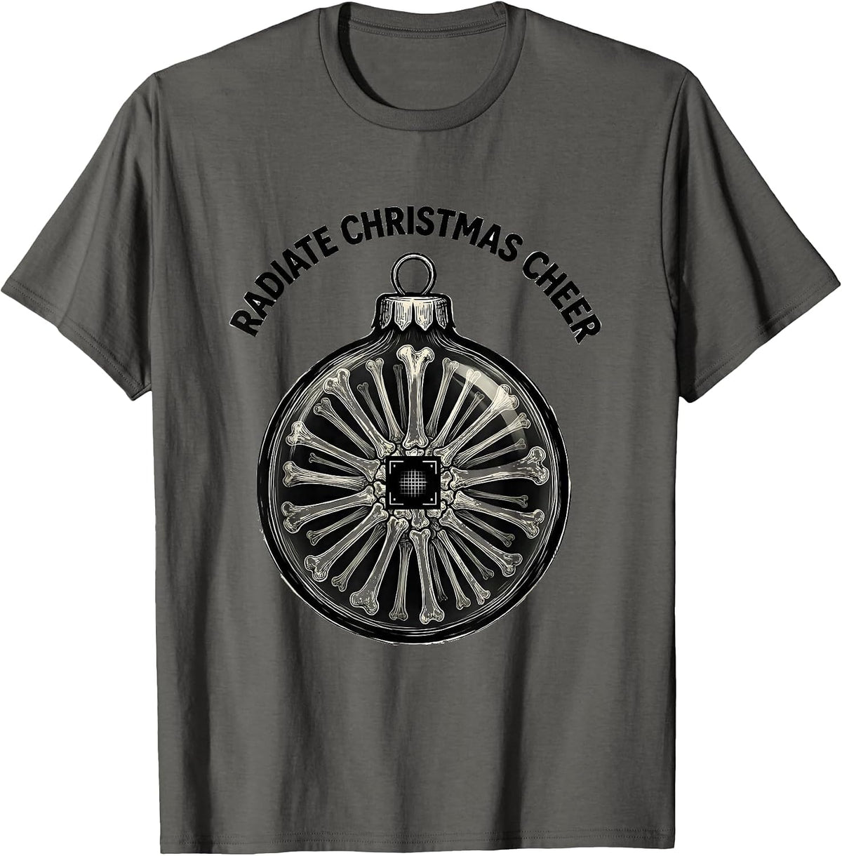 Men's Radiate Christmas Cheer Funny Radiology Xray Tech Holiday T-Shirt - Asphalt Grey