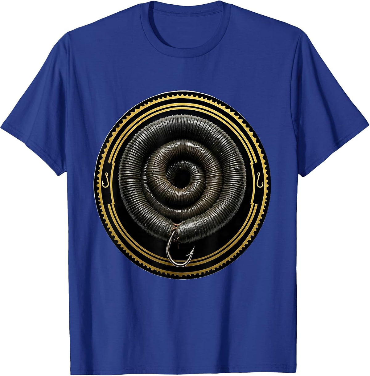 Men's Rubber Worm Lure Coiled Snake Fishing Graphic T-Shirt - Royal Blue