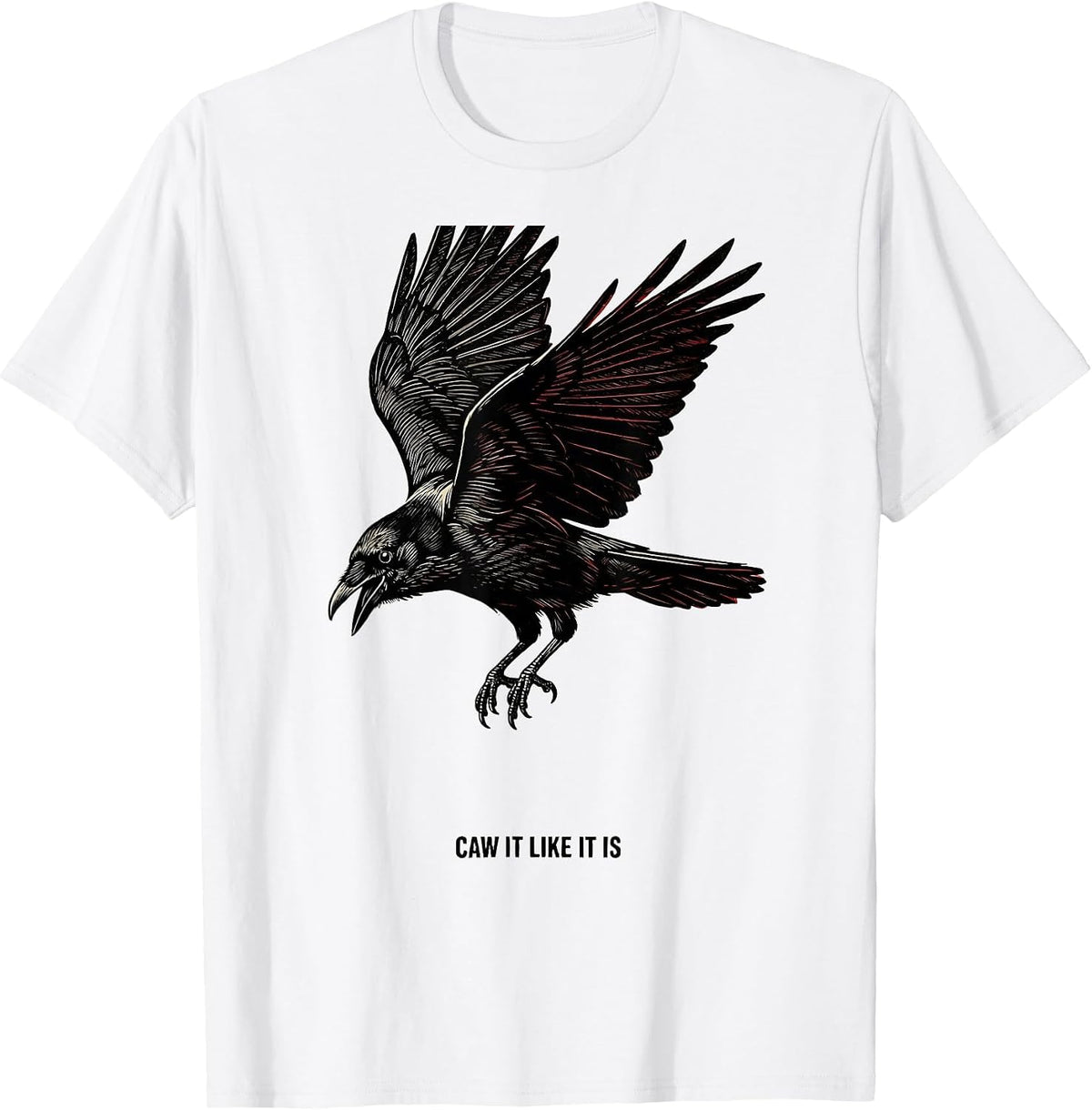 Men's Caw It Like It Is Gothic Crow Bird Pun Humor T-Shirt - White