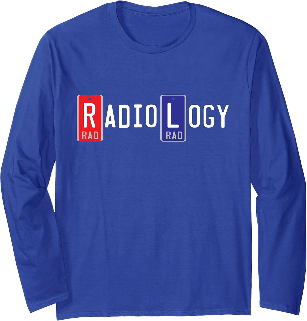 Radiology Markers X-Ray T-Shirt, Right Left Lead Marker Long Sleeve T-Shirt - Adult Unisex Royal Blue