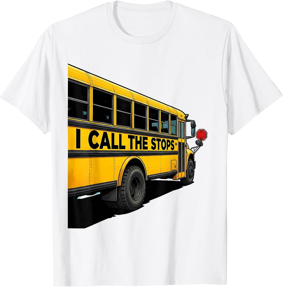 Men's I Call The Stops Funny School Bus Driver Humor Toddler T-Shirt - White