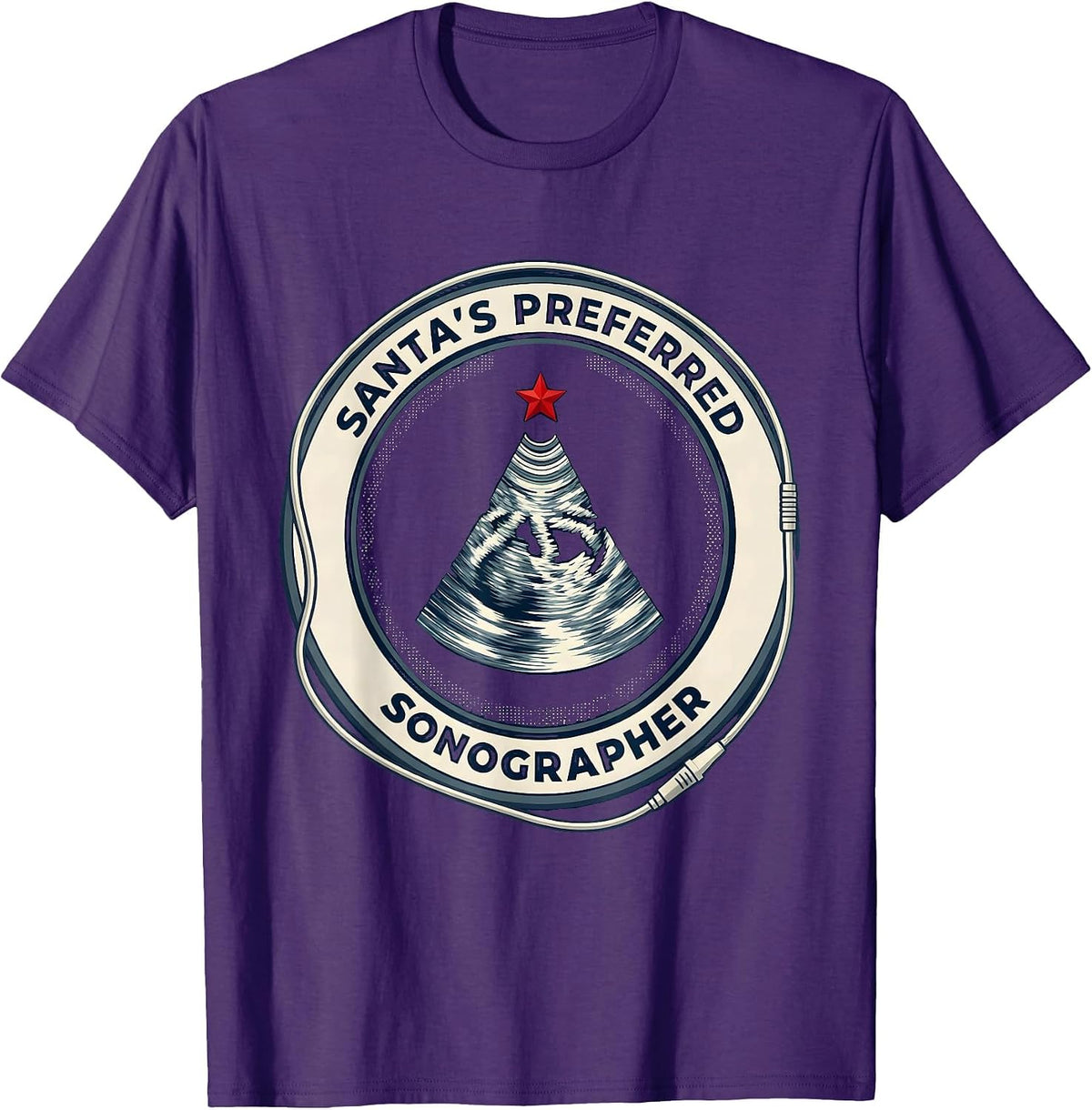 Santa's Preferred Sonographer Funny Radiology Tech Christmas T-Shirt - Purple