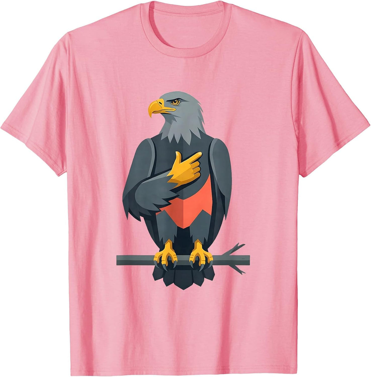 Men's Bald Eagle Flat Vector Patriotic Nature Lover T-Shirt - Pink