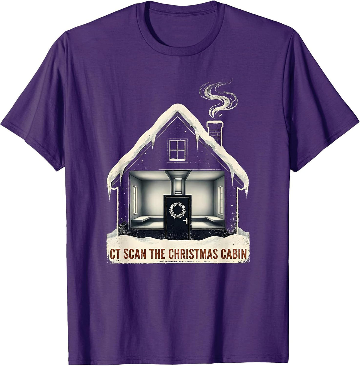Men's CT Scan The Christmas Cabin Rubber Stamp Radiology Tech T-Shirt - Purple