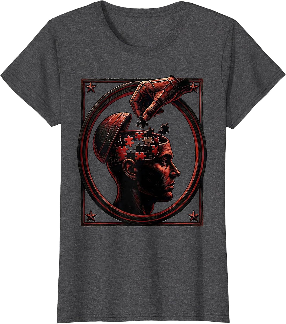 Women's Make Sense Common Again Puzzle Mind Graphic T-Shirt - Dark Heather Grey
