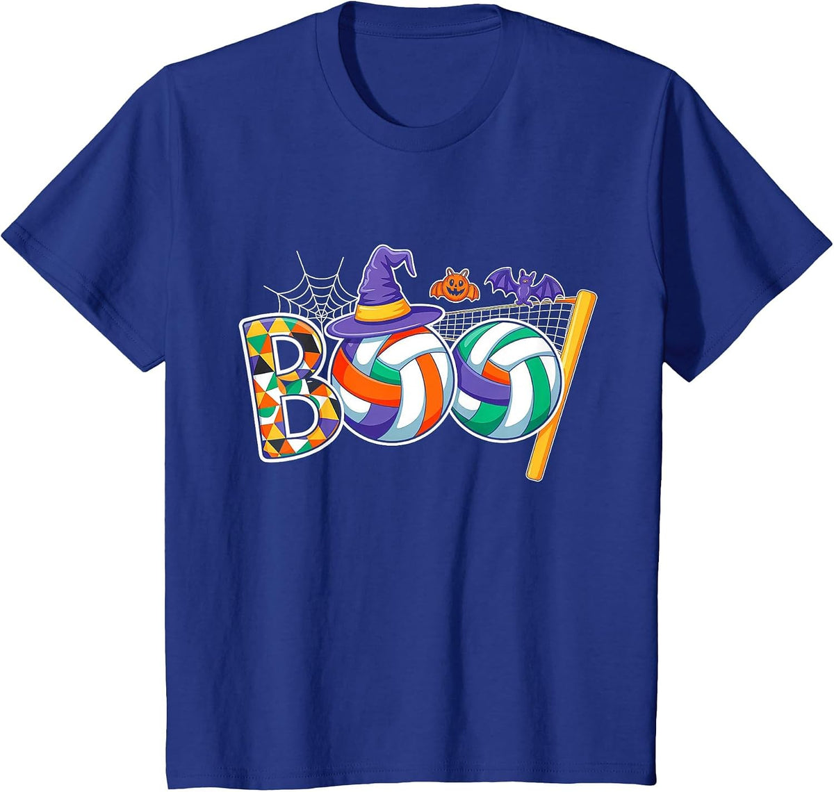 Volleyball Boo Creepy Halloween Pumpkin Volleyball Lover T-Shirt - Royal Blue