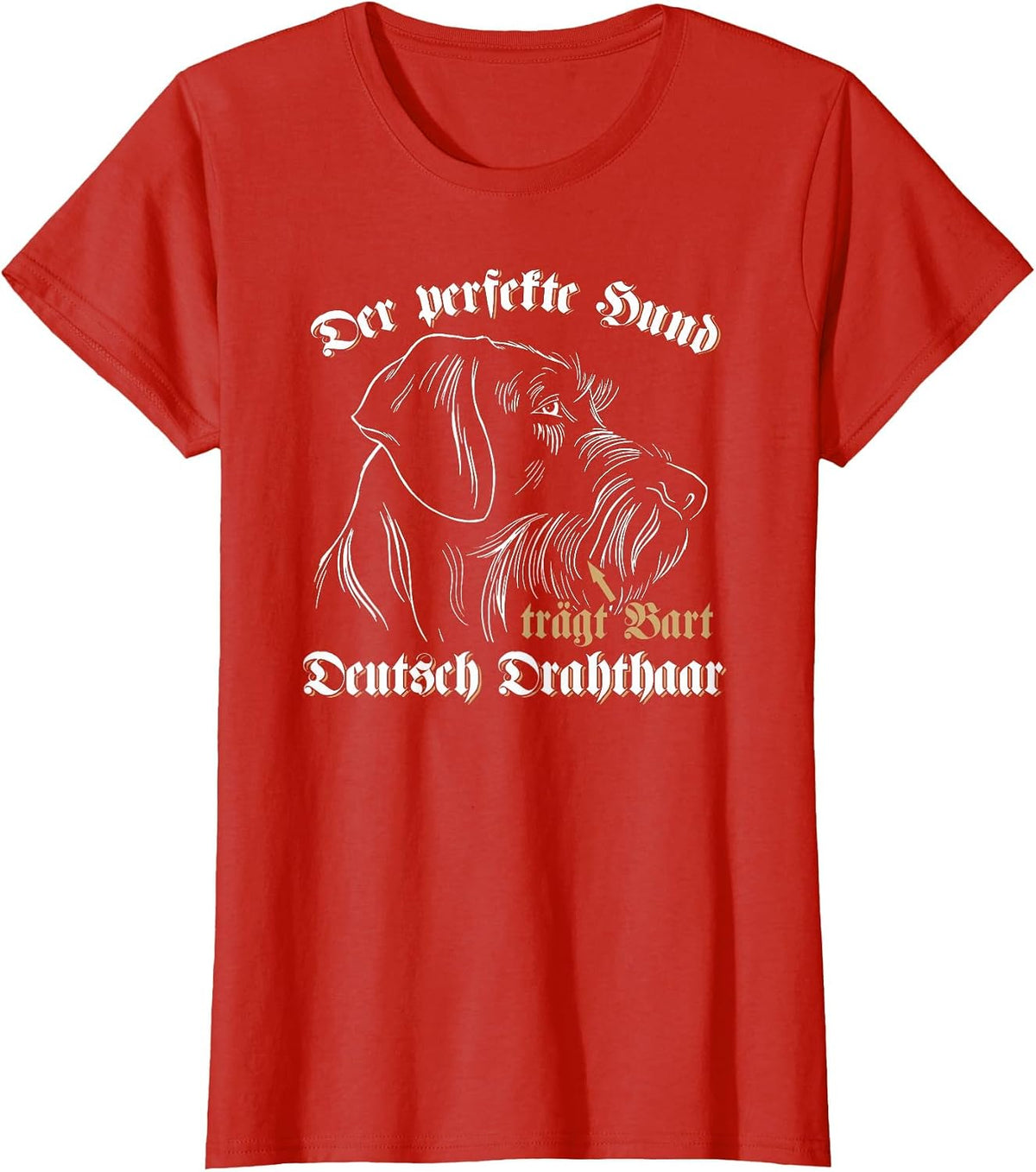 German Wirehaired The Perfect Dog Wearing Beard Dog Head T-Shirt - Red