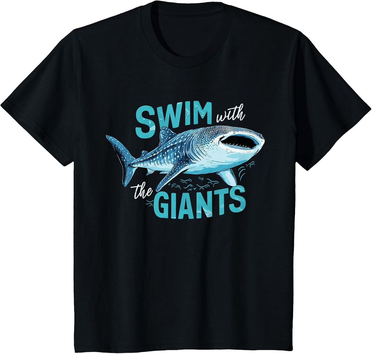 Swim with the Giant Whale Shark T-Shirt - Black
