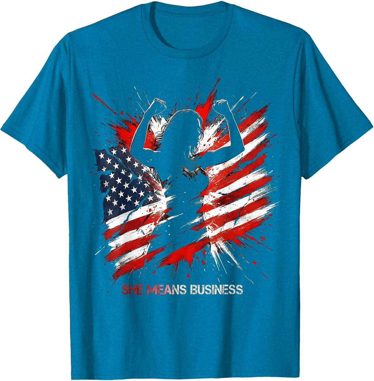 She Means Business Feminist Empowerment Design T-Shirt - Sapphire Blue