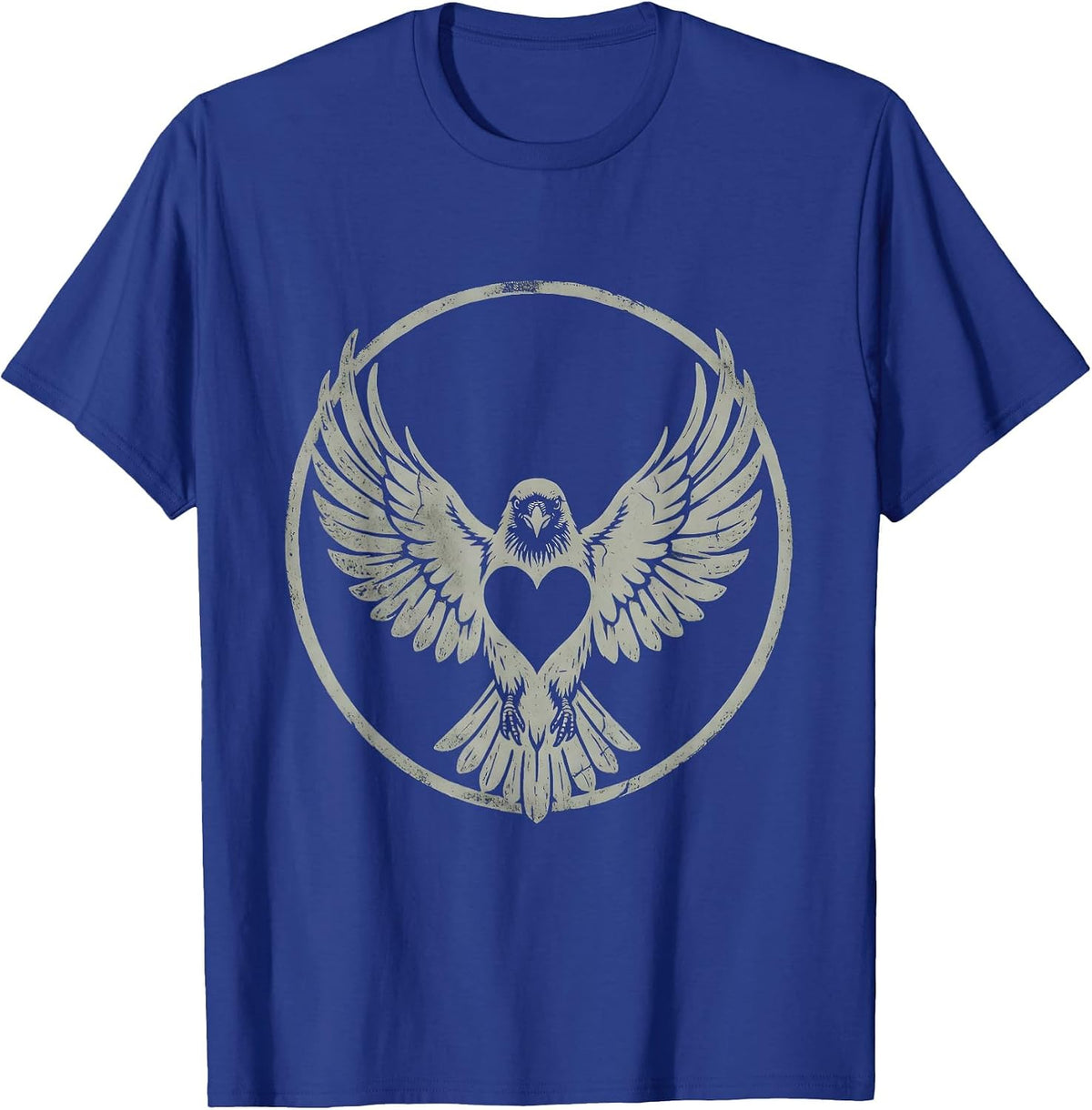 Crow Heart Wings Spread Love Bird Art T-Shirt - Royal Blue