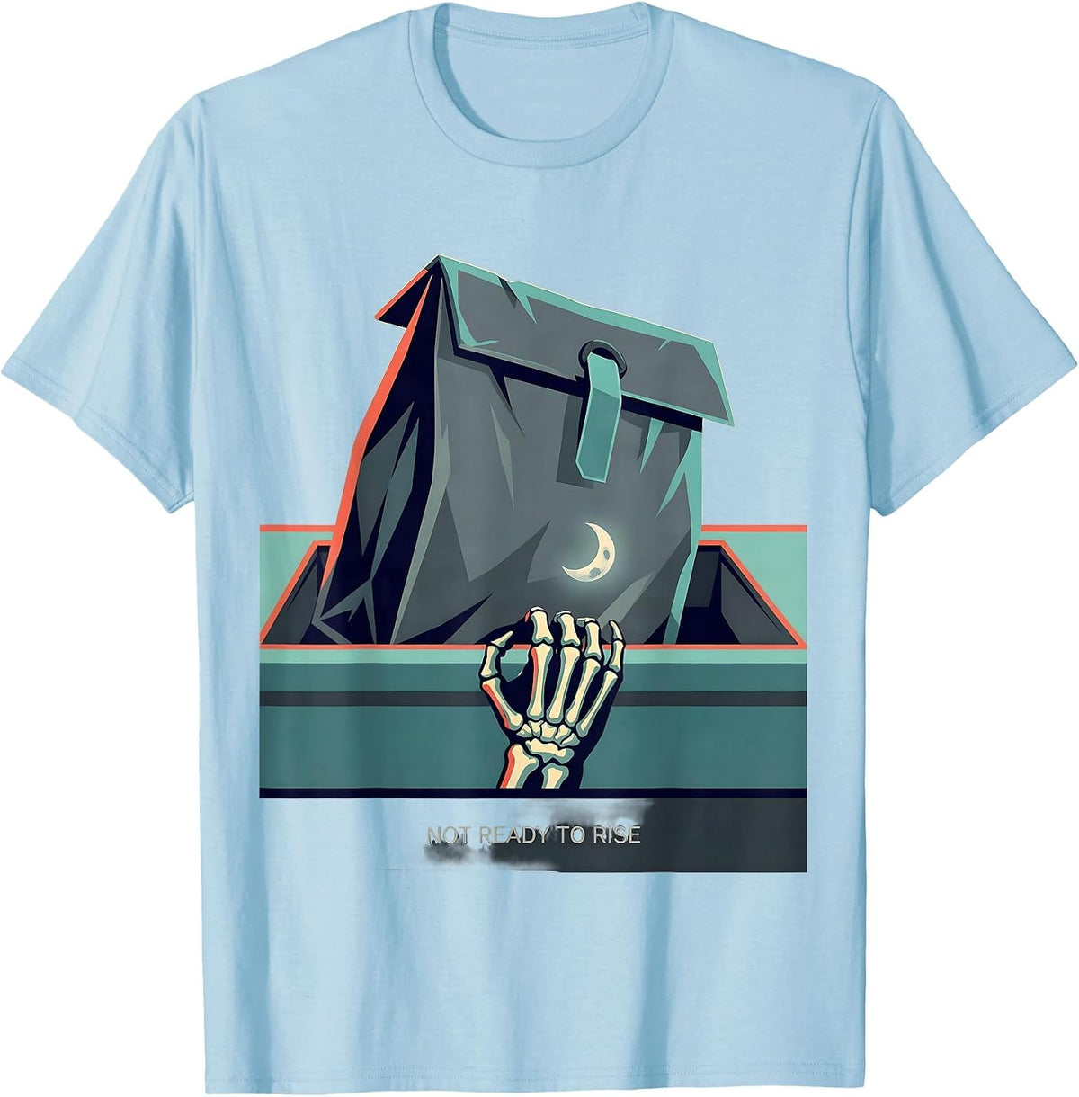 Men's Not Ready To Rise Funny Pharmacy Tech Halloween Skeleton T-Shirt - Baby Blue
