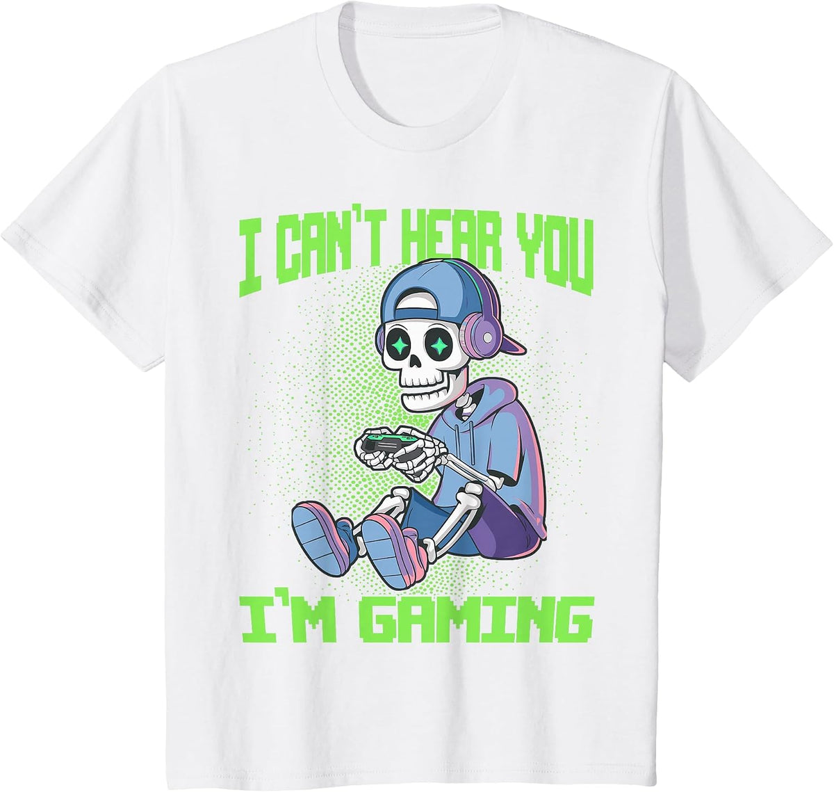 Gamer Skeleton Gaming Video Games T-Shirt - White