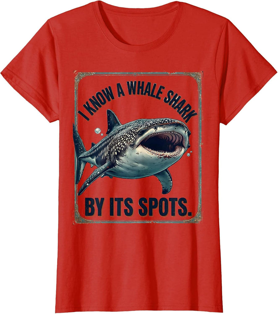 Women's I Know A Whale Shark By Its Spots Vintage Whale Shark Lover T-Shirt - Red
