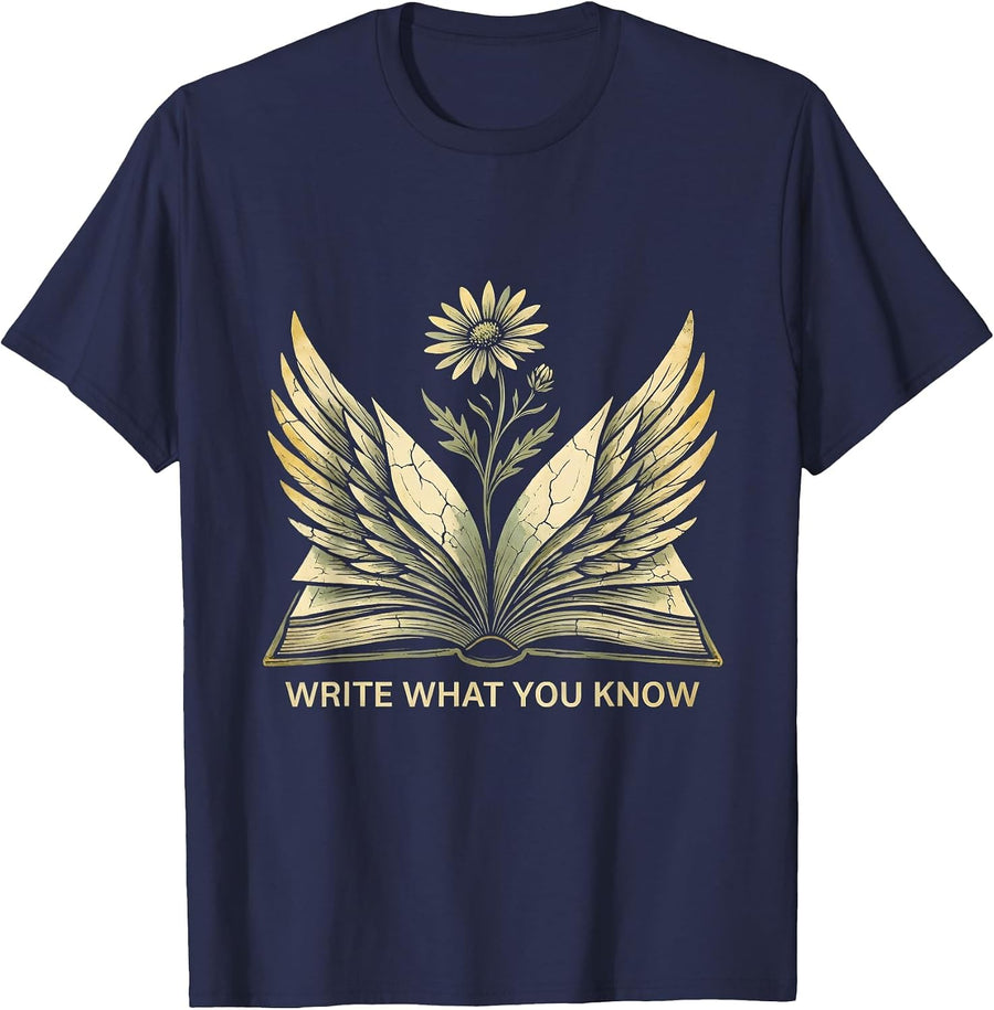 Write What You Know English Teacher Design T-Shirt - Navy Blue