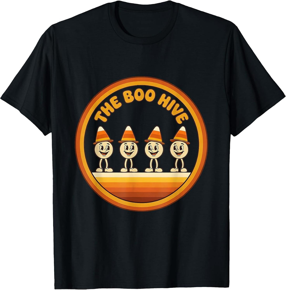 Men's The Boo Hive Retro 70s Halloween Dental Hygienist Pun Humor T-Shirt - Black