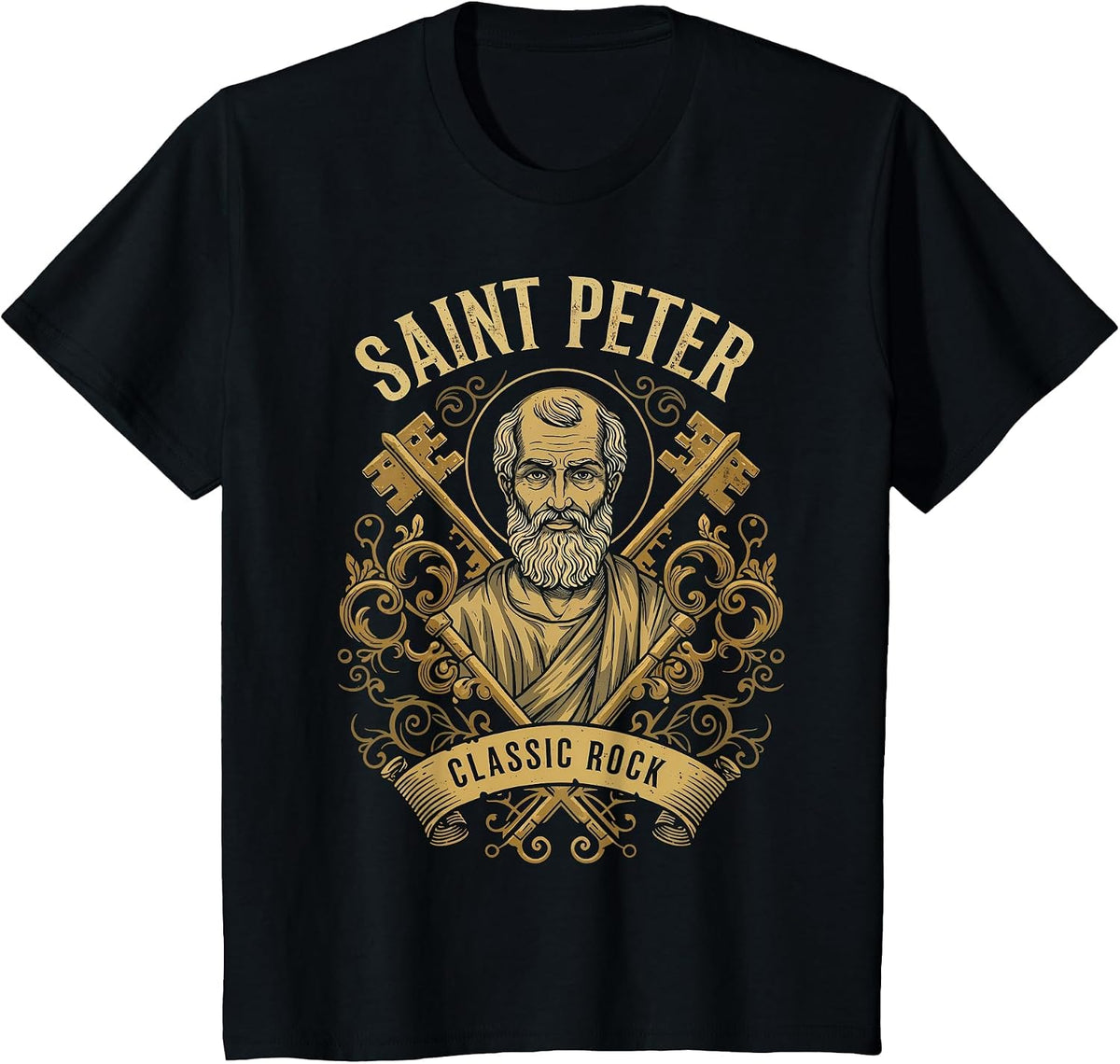 Saint Peter Classic Rock Pun St Peter Apostle Catholic T-Shirt - Black
