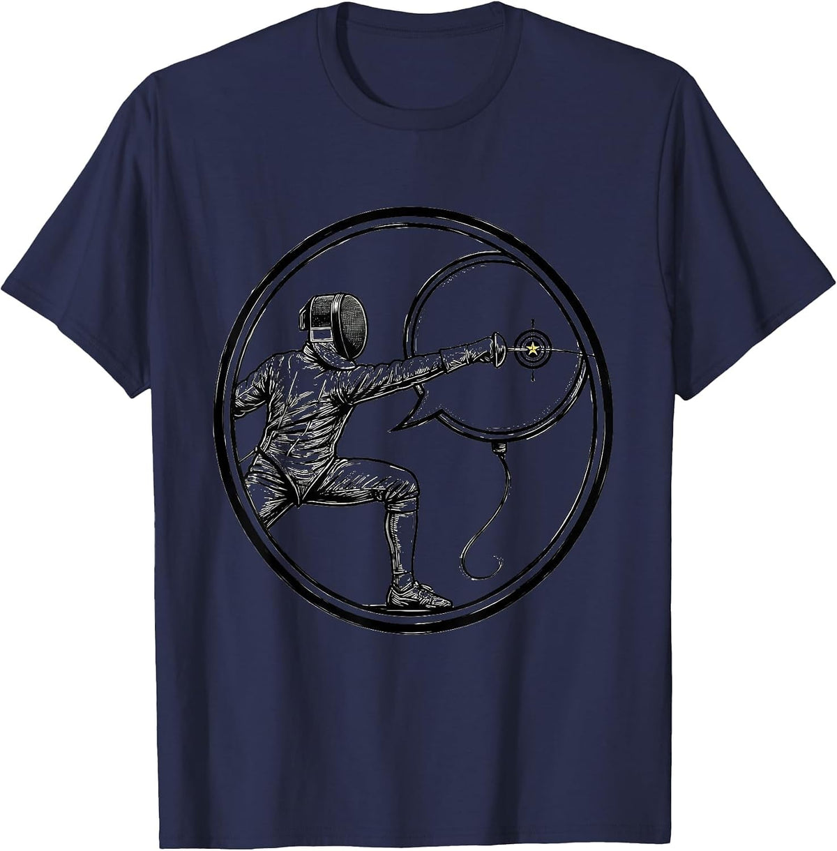 Men's Circular Fencer Badge Humor Fencing Sport Fan Gift T-Shirt - Navy Blue