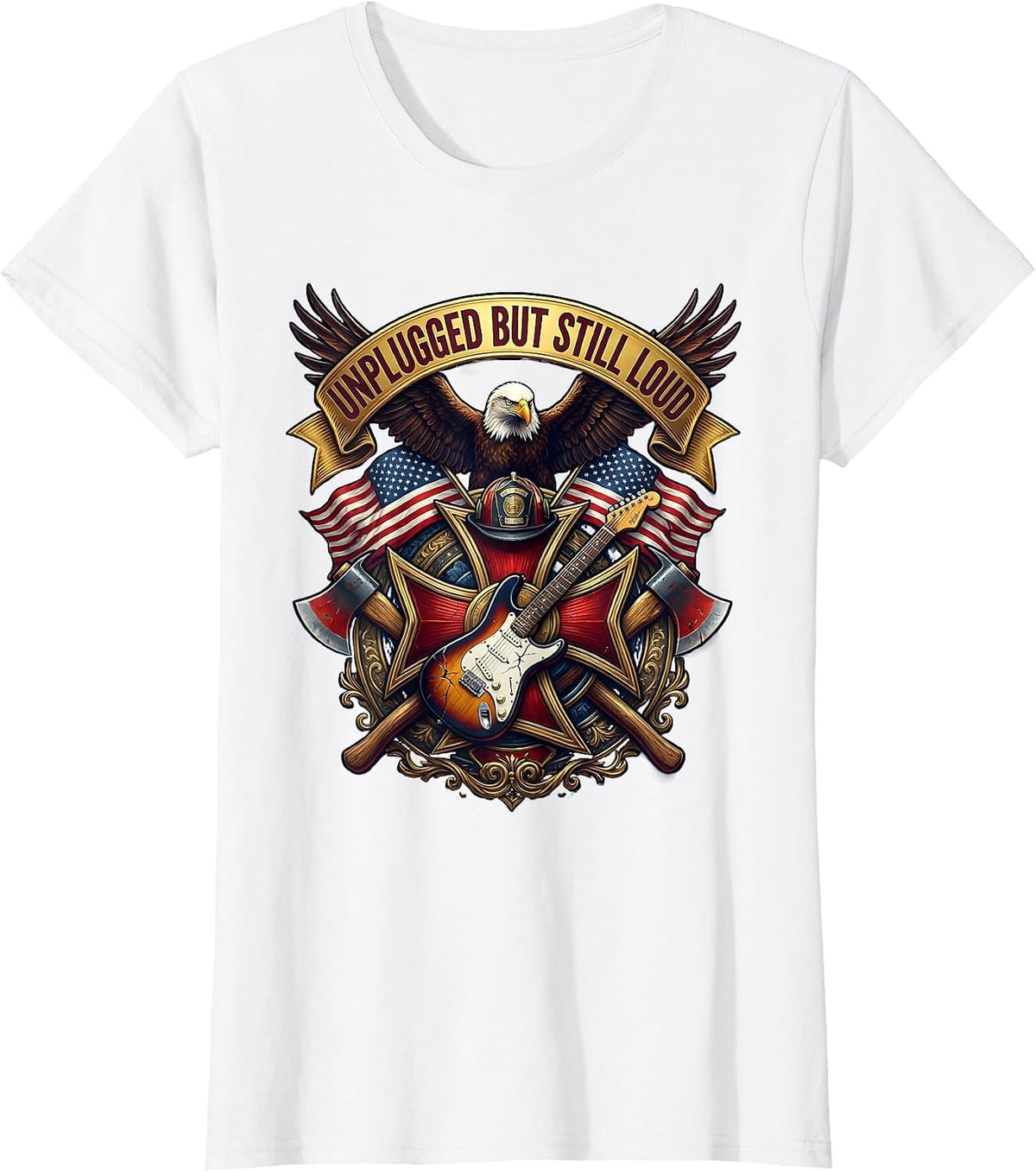Unplugged But Still Loud Grunge Music Design T-Shirt - White
