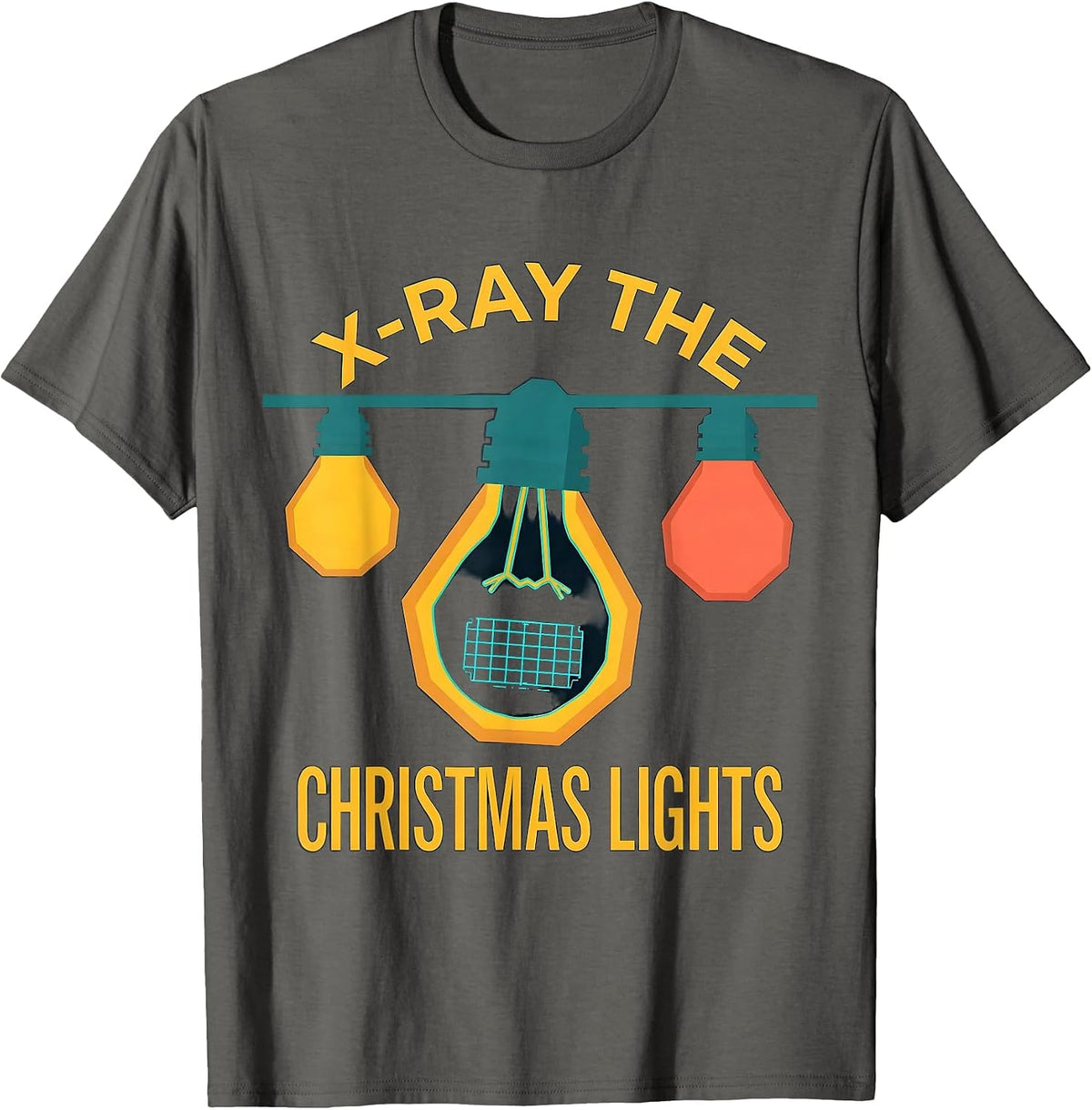 Men's X-Ray The Christmas Lights Funny Radiology Tech Christmas T-Shirt - Asphalt Grey