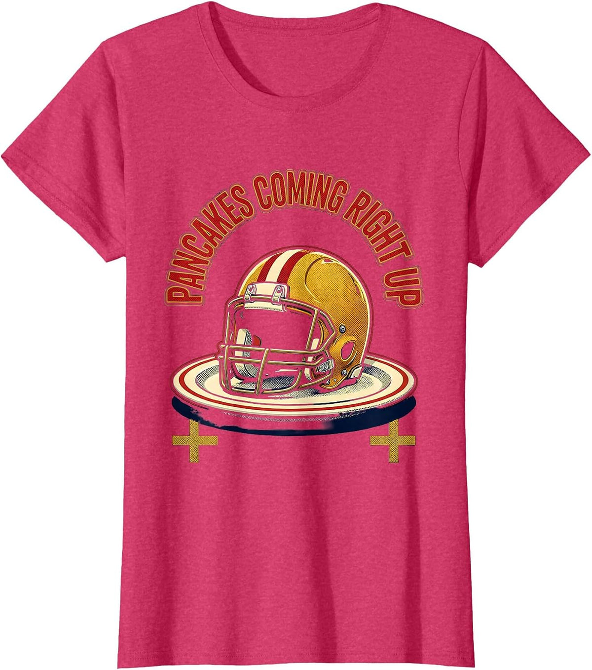 Women's Pancakes Coming Right Up Funny Football Lineman Game-Day T-Shirt - Red Heather