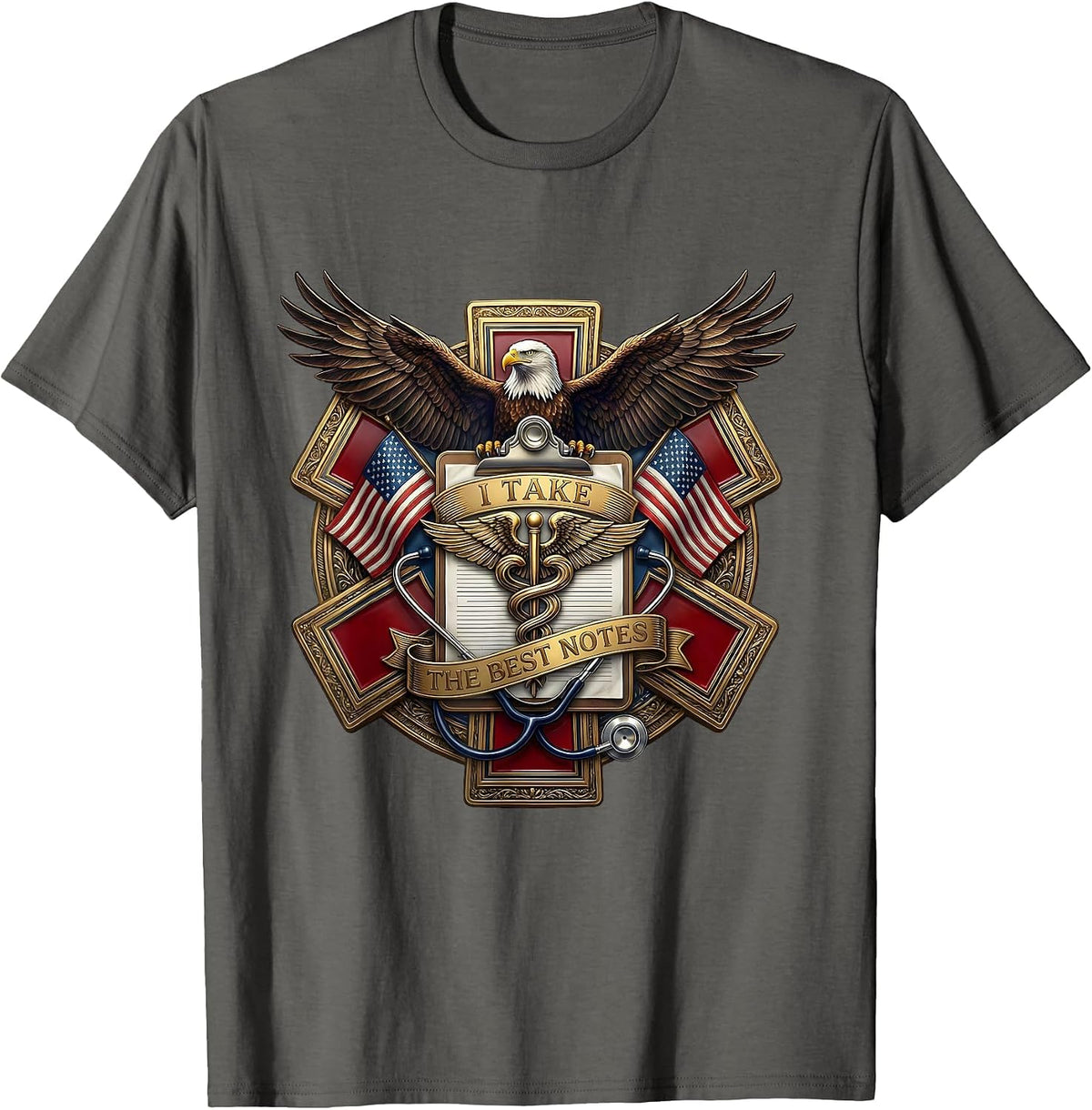 I Take The Best Notes Medical Assistant Design T-Shirt - Asphalt Grey
