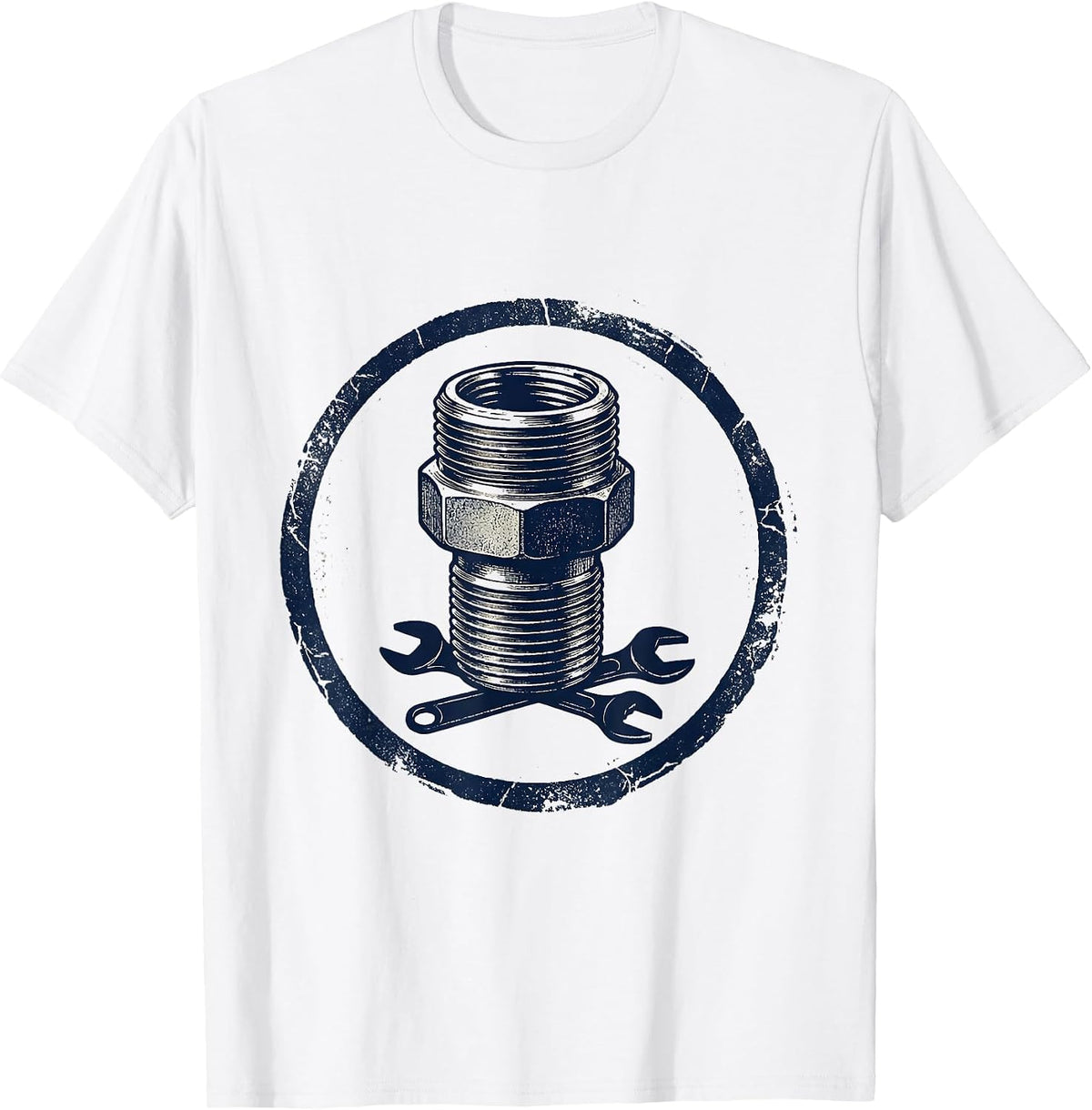 Men's Pipe Fitting Stamp Funny Plumber Pipefitter Gift T-Shirt - White
